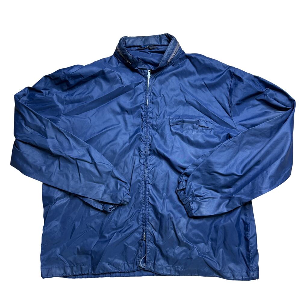 JOCKEY L LARGE NAVY BLUE TROPHY BO’ SUN HOODED WINDBREAKER FOLDABLE HOOD VINTAGE